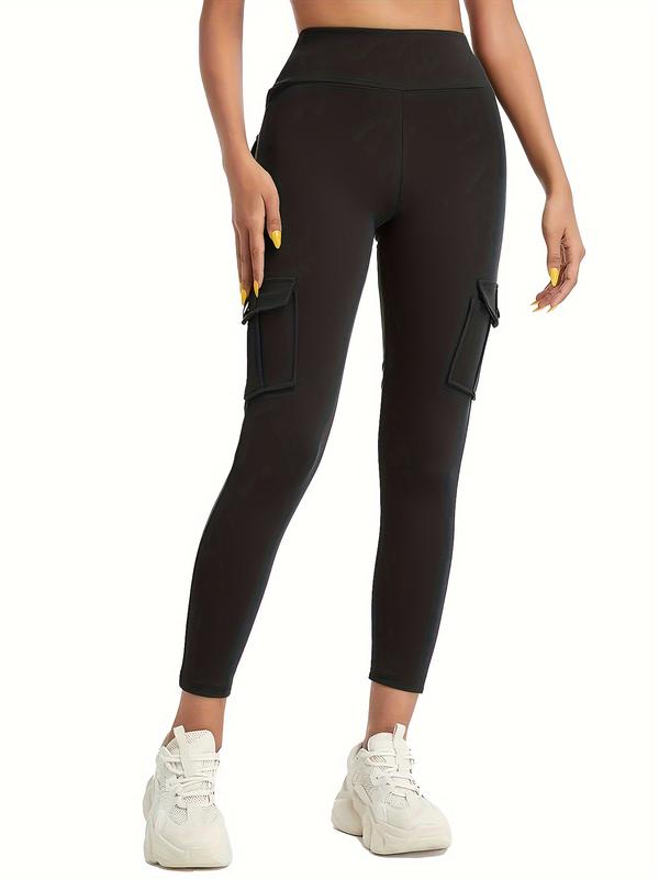 Women's hip lift leggings with clamshell pockets, high waist abdominal control exercise cargo leggings Yoga pants, athletic running wear