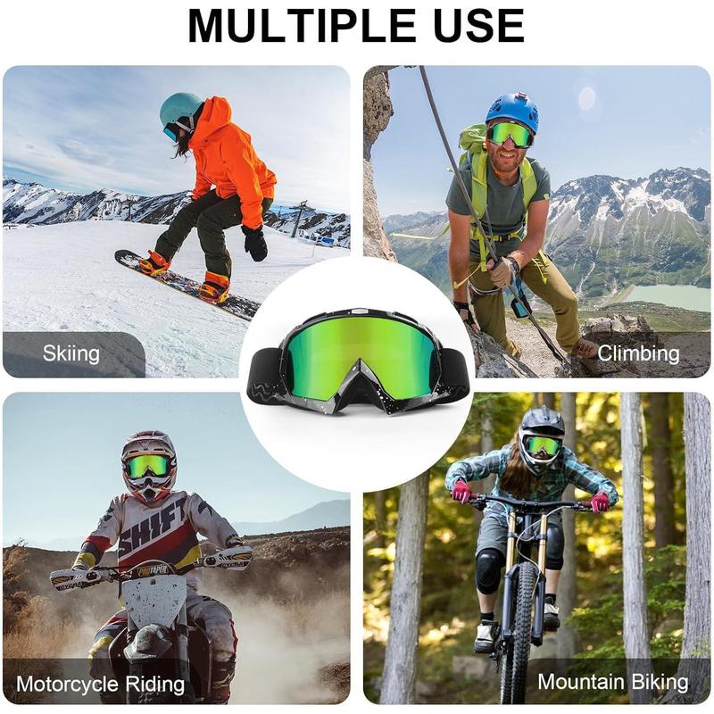 Dirt  Goggles, ATV Goggles Motocross MX Goggles Anti Fog OTG Riding Goggles Skiing Goggles for Men, Women, Youth