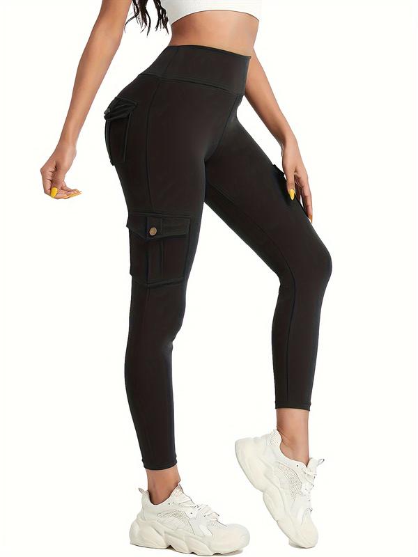 Women's hip lift leggings with clamshell pockets, high waist abdominal control exercise cargo leggings Yoga pants, athletic running wear