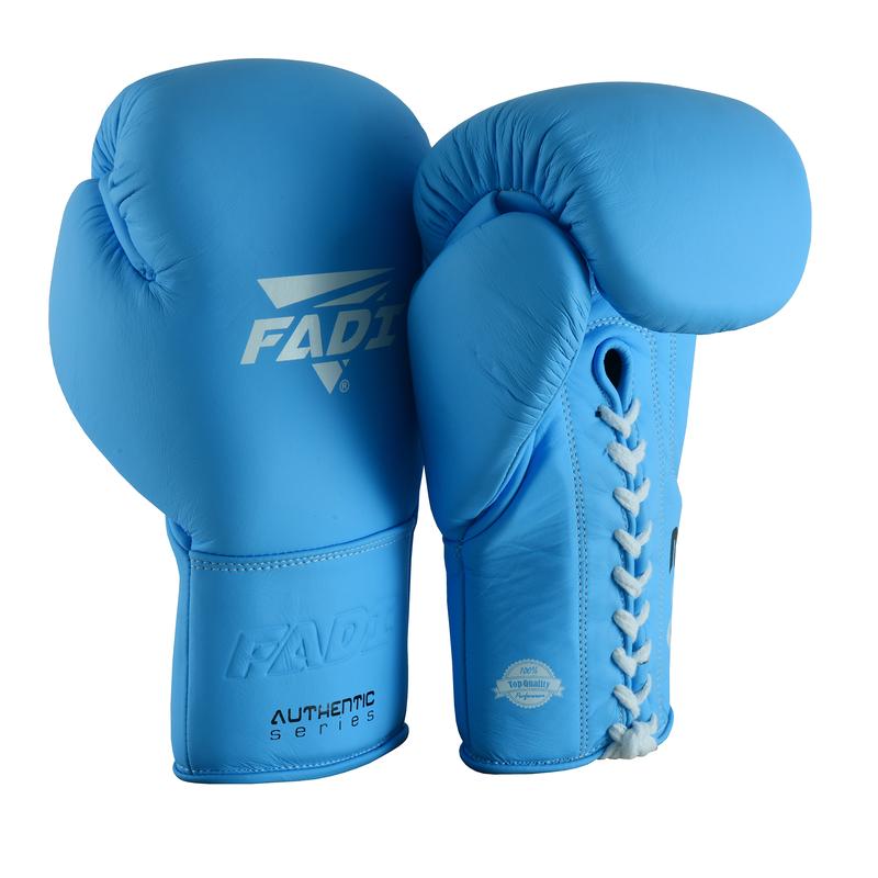 Fadi Sports Authentic Series Lace up Boxing Gloves - In Sky Blue Matte Genuine Leather 12 oz