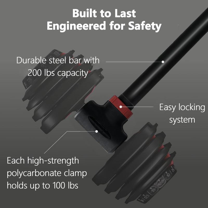 1PC Dumbbell Converter Bar, Adjustable Dumbbell To Barbell Converter, Up To 200lbs Weight Capacity, Space-Saving, Easy-to-Use Design For Home Gym And Fitness Enthusiasts