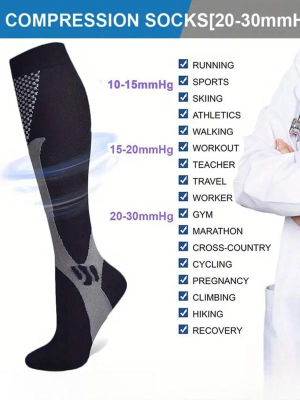 Men's Athletic Socks, Breathable Compression Socks for Running Cycling Football, Anti-fatigue Comfy Socks for Men