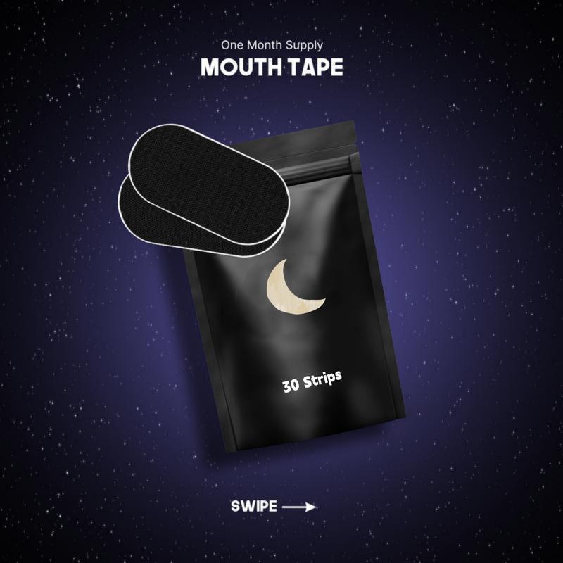 Mouth Tape (30-Pack) More Breathable Black Soft Fabric, Strong Hypoallergenic Adhesive, Comfortable for Sports, One-Month Supply