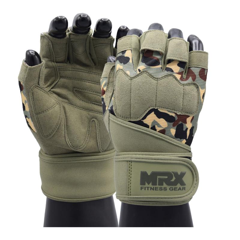 MRX Weightlifting Gloves for Men Workout Wrist Support Lifting Gym Gloves | Workout Gym Accessories for Fingerless Gym Exercise for Powerlifting