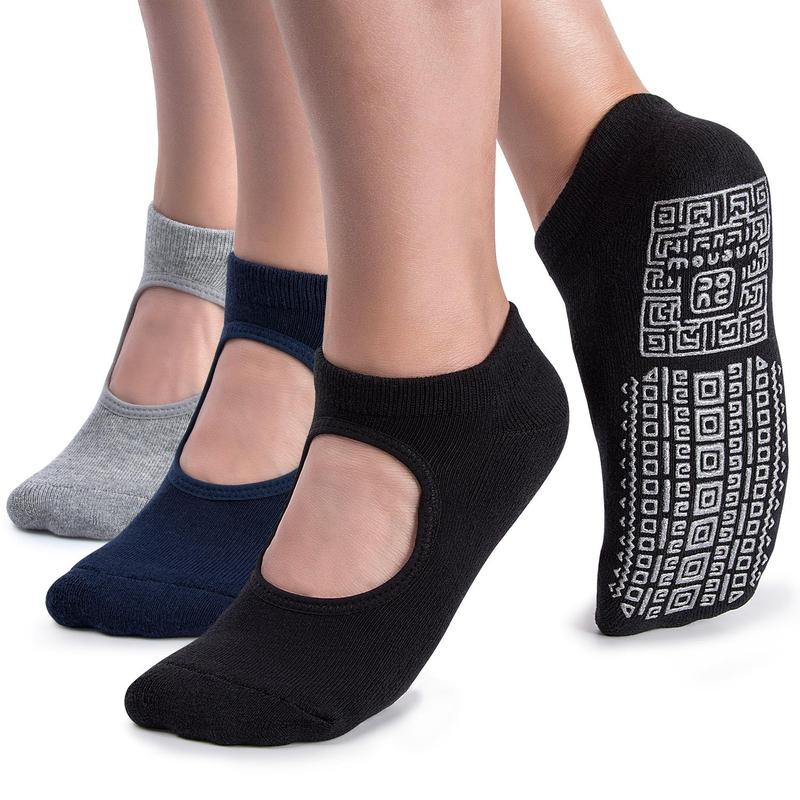 unenow Non Slip Grip Yoga Socks for Women with Cushion for Pilates, Barre, Home Breathable Comfortable