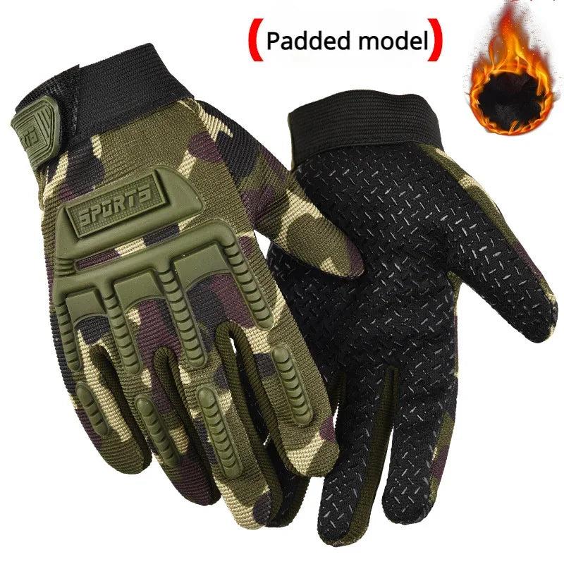 Kids Full Finger Tactical Riding Gloves with Anti-slip Protection and Camouflage Design