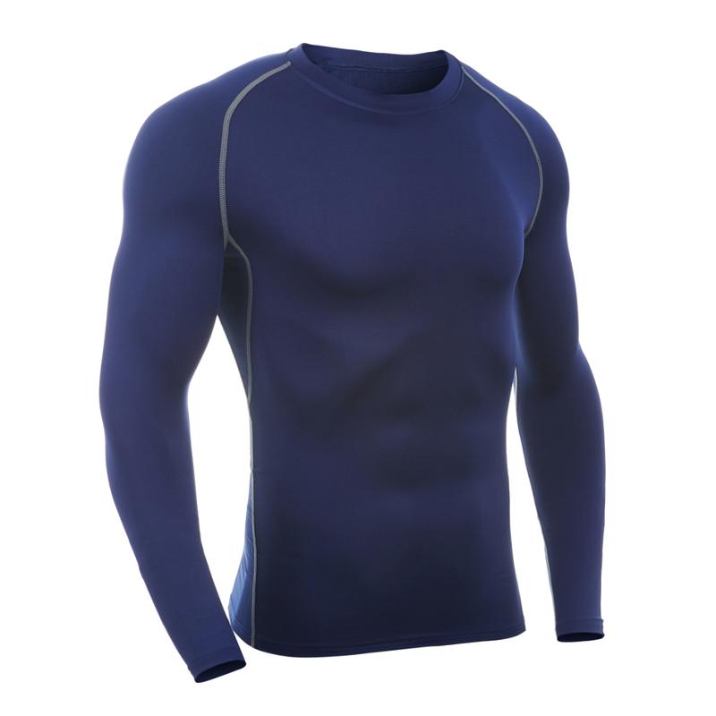 SILKWORLD Men's Long-Sleeve Compression Shirt Base-Layer Running Top, Pack of 2-3