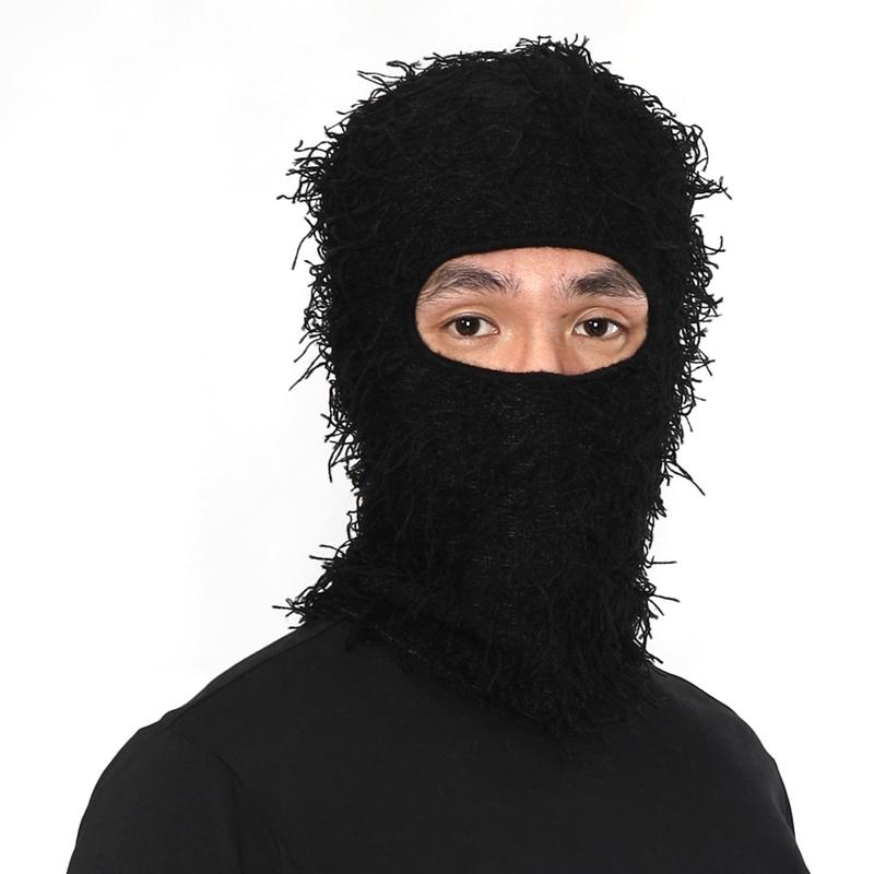 Balaclava Distressed Knitted Full Face Ski Mask Windproof Neck Warmer for Men Women One Size Fits All