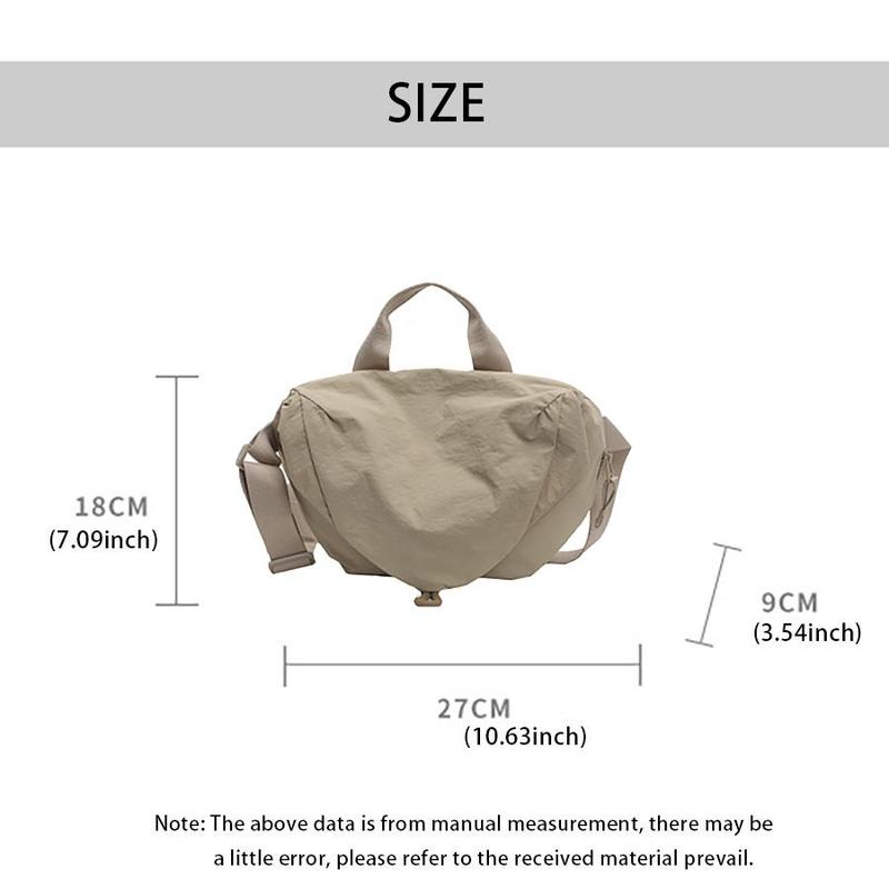 Unisex Solid Color Zipper Button Sports Backpack, Lightweight Waterproof Nylon Adjustable Sport Single Shoulder Bag, Large Capacity Crossbody Bag, Outdoor Fashionable Bag for Men & Women