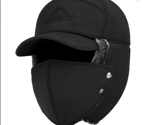 MAXMARKETING Winter Sports Hats, Sports Hats and Outdoor Hats, Thick Artificial Fur Outdoor Sports Hats with Removable Face Masks, Ski Bike Outdoor Sports Accessories Windproof Thermal Faux Fur