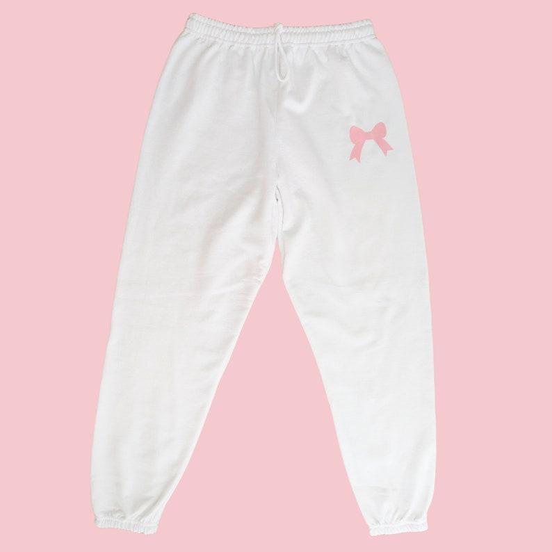 Soft Girl Era Sweatpants Preppy Sweats Coquette Pink Bow Trendy Sweatpants Ribbon Girlie Cute Pink Bow Joggers Preppy Sweatpant Lounge Pants, no pockets