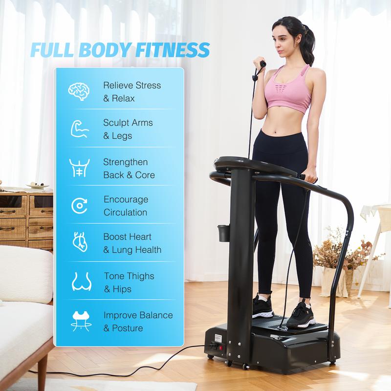 ZELUS Body Vibration Plate, 500W Vibration Plate Exercise Machine with 99 Levels 3 Preset Modes & 2 Resistance Bands, Training Fitness Vibration Platform Machine for Home Gym with 330lb Capacity