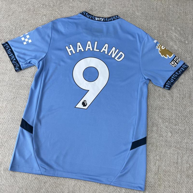 PUMA 2425 Manchester City Home Blue Short Sleeve Retro Top Haaland No.9 Soccer Jersey Quick Dry Premier League