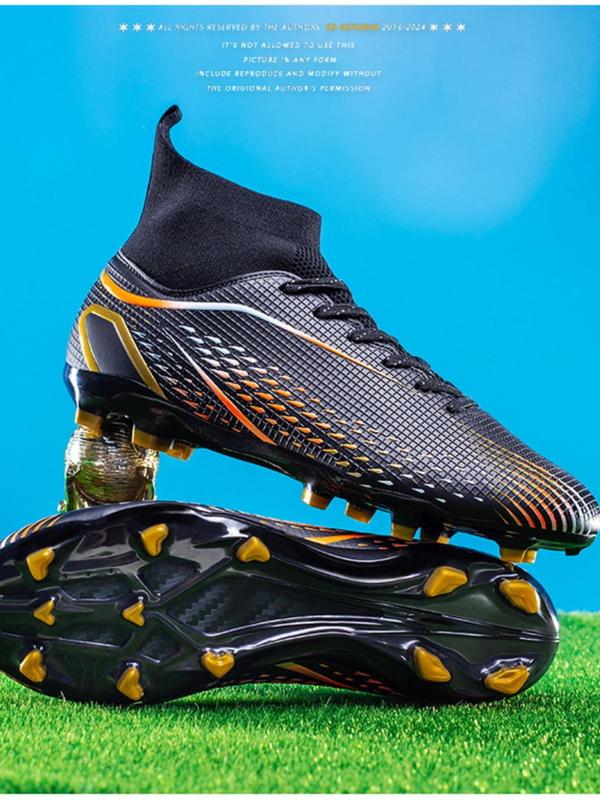 Unisex's Lace Up Football Shoes, Breathable Comfortable High Top Football Cleats, Non-slip Football Shoes for Men & Women