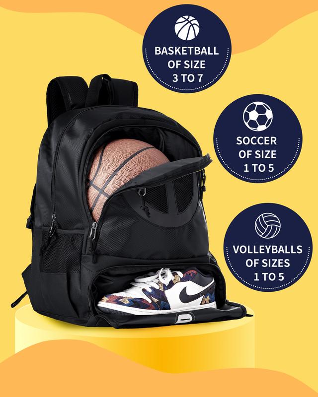 Mesh Black Basketball Soccer Bag Backpack Sports Volleyball Football Bag with Ball and Shoe Compartment for Boys Girls Man Women Ball Equipment Bag All Sports Venue-valentines day gifts for boyfriend