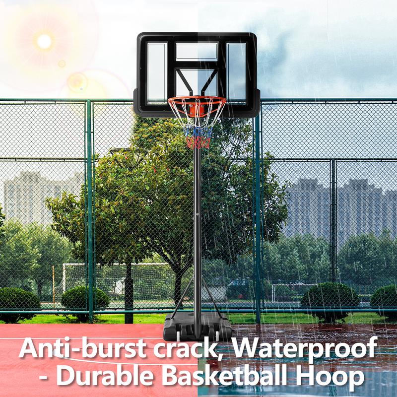 Basketball Hoop Outdoor 4.2-10ft Adjustable Height, Portable Basketball Hoop Goal Court System for Kids Adults, 44 Inch Shatterproof Backboard