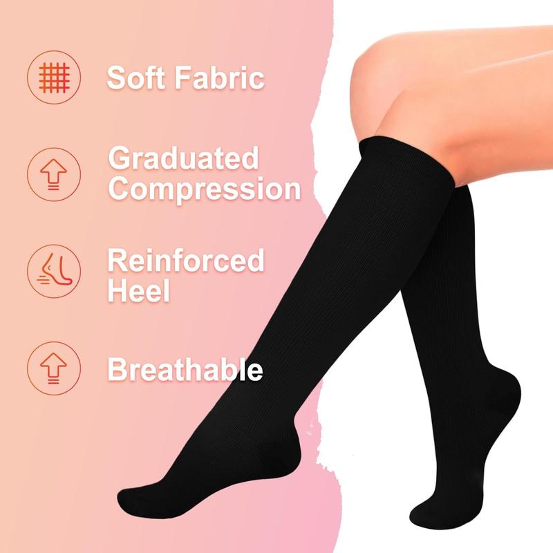 4 Pairs Compression Socks for Women Circulation-Best Support for Nurses,Running,Athletic,Travel