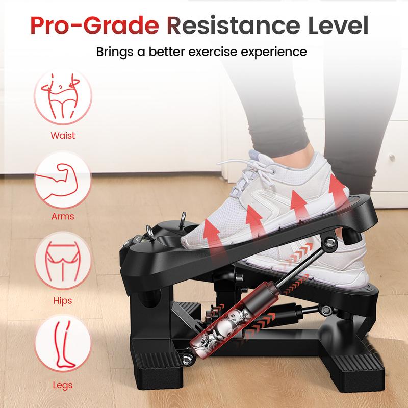 Stair Stepper for Exercises, Pro Twist Stepper Machine with Resistance Band, 350LB Weight Capacity, Home Cardio Exercise for Hips Extension Legs Workout Suitable Men Women (M L)