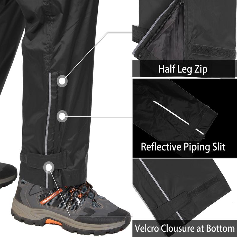 33,000ft Men's Rain Pants, Waterproof Rain Over Pants, Windproof Outdoor Pants for Hiking, Fishing