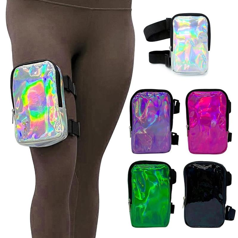 Holographic Laser Thigh Bag, 1 Count Adjustable Straps Waist Pouch for Party Activities, Outdoor Sports Accessories for Women & Girls