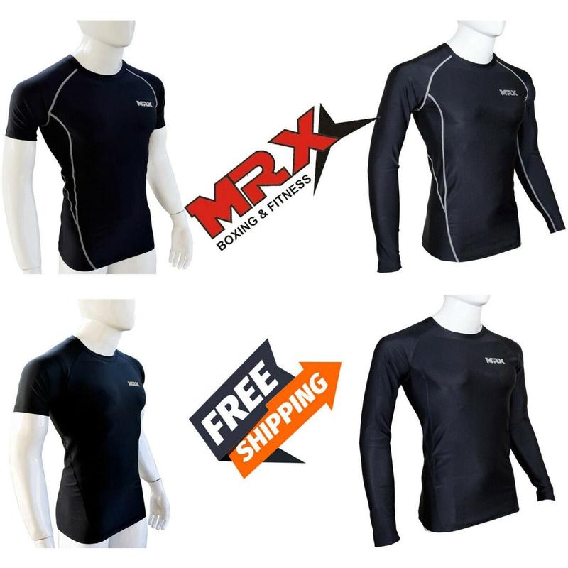 MRX Men's Compression Shirts Athletic Gym Workout Rash Guard Base Layer Short & Long Sleeve Top