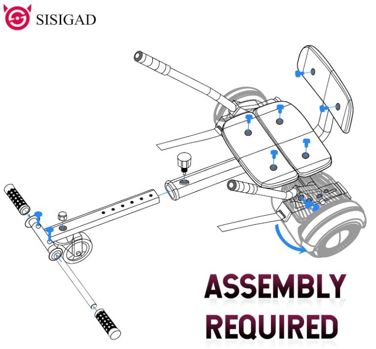 SISIGAD Hoverboard with Seat Attachment, 6.5'' Self Balancing Hoverboards Go Kart with Bluetooth and LED Lights, Star Purple Scooter with Seat Attachment Combo