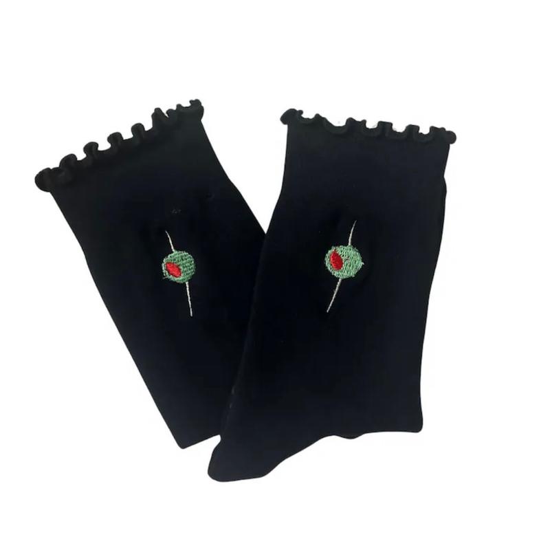 Olive themed dirty martini grip sock for Pilates, barre, lagree or yoga