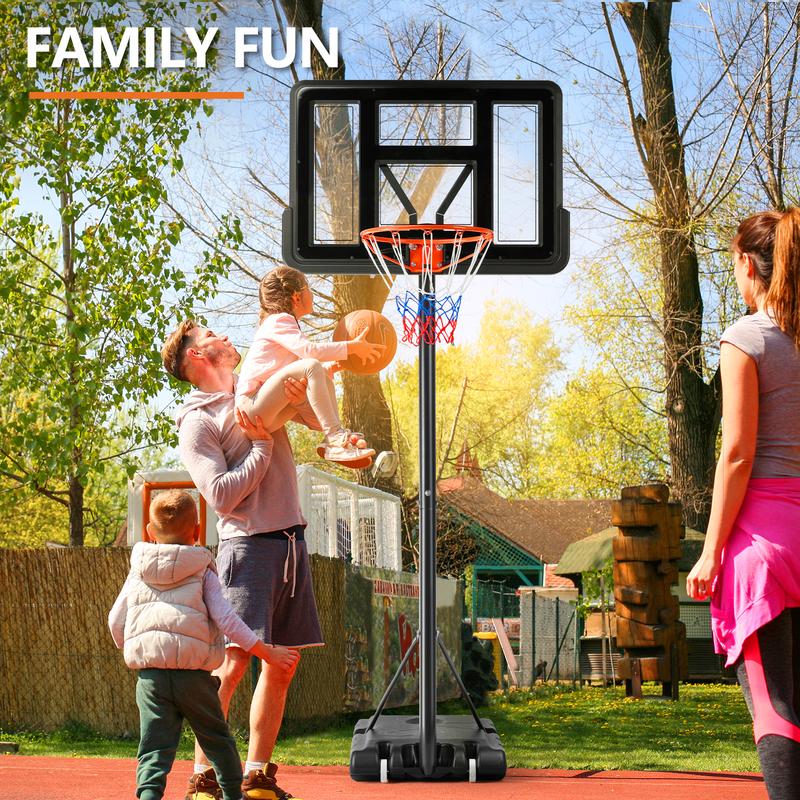 Basketball Hoop Outdoor 4.2-10ft Adjustable Height, Portable Basketball Hoop Goal Court System for Kids Adults, 44 Inch Shatterproof Backboard