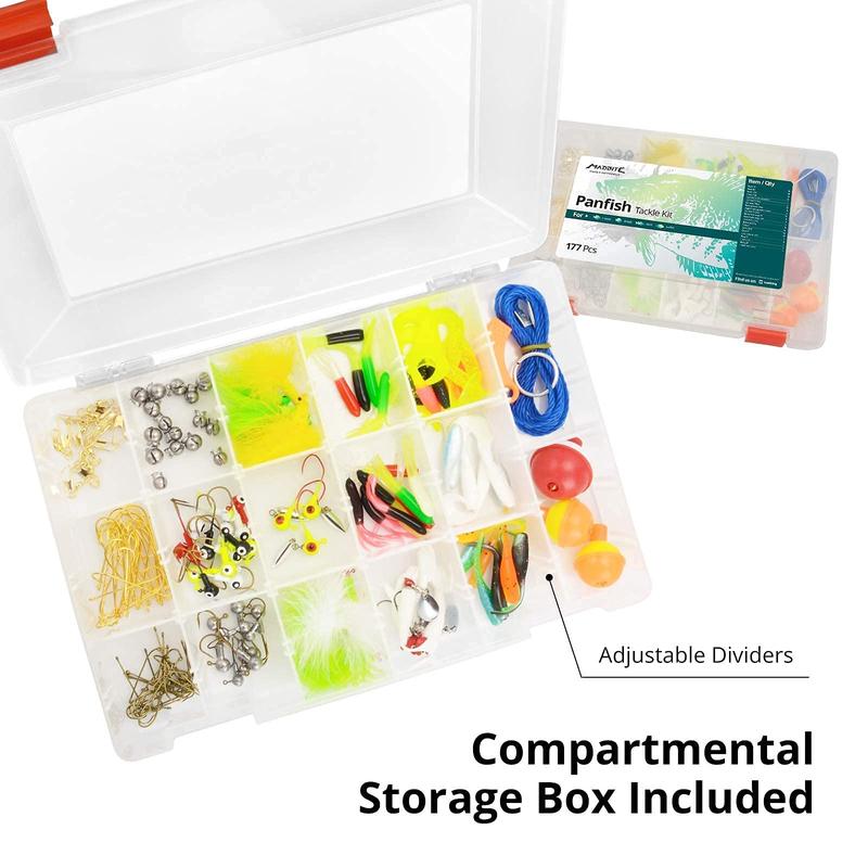 MadBite  Terminal Tackle Kits, Fresh and Saltwater, Bass Panfish Trout Fishing Tackle Kits, Fishing Gear, Fishing Lures, Fishing Accessory Kit w Tackle Box, Hooks Weights Sinkers & Rigs