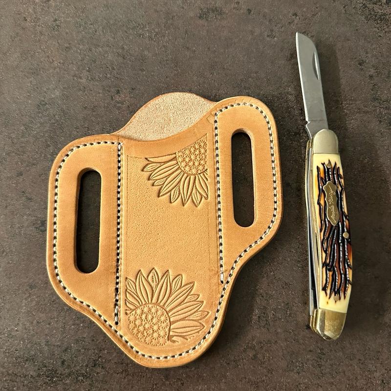 Pancake knife Sheath Trapper knife Sheath Leather knife Sheath outdoor accessories Knives