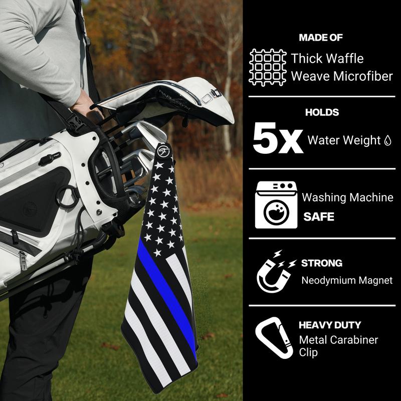 Fore Show Flags Magnetic Golf Towel - Waffle Microfiber, Absorbent, Magnet Golf Towel for Bags, Carts, Clubs - 24