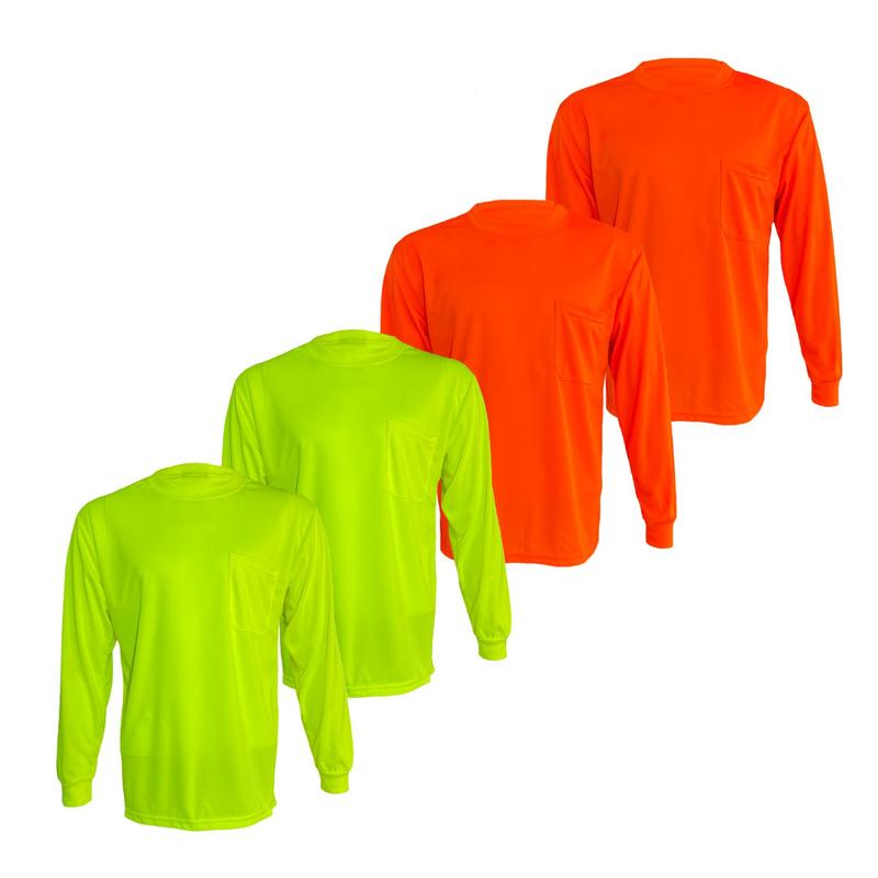 4 SHIRT PACK ST912 OF Hi Visibility ultra light weigh Long sleeve Shirt   polyester birdeye Fabric for quick dry AVAIALBE IN VARIOUS COLORS