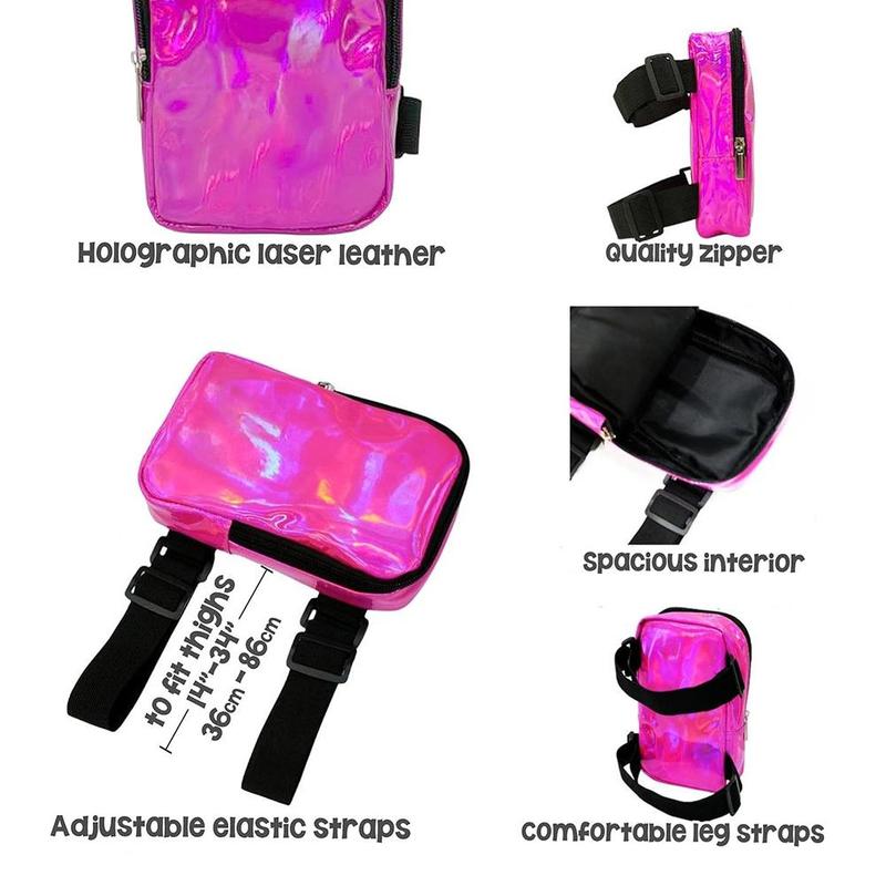 Holographic Laser Thigh Bag, 1 Count Adjustable Straps Waist Pouch for Party Activities, Outdoor Sports Accessories for Women & Girls