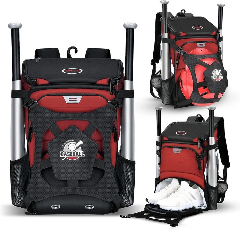 Baseball Bag for Adult and Youth, Large Capacity Bat Bag Lightweight Softball Bag with Shoe Compartment and Fence Hook for TBall Bat & Equipment, Waterproof Baseball Backpack for Helmet, Gloves