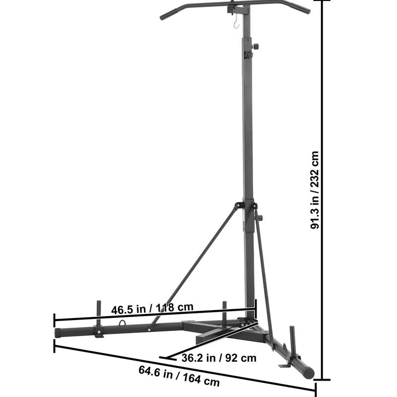 VEVOR 2 in 1 Punching Bag Stand, Steel Heavy Duty Workout Equipment, Adjustable Height Boxing Punching Bag Stand with Pull Up Bar, Freestanding Sandbag Rack, Holds Up to 400 lbs, for Home Gym Fitness