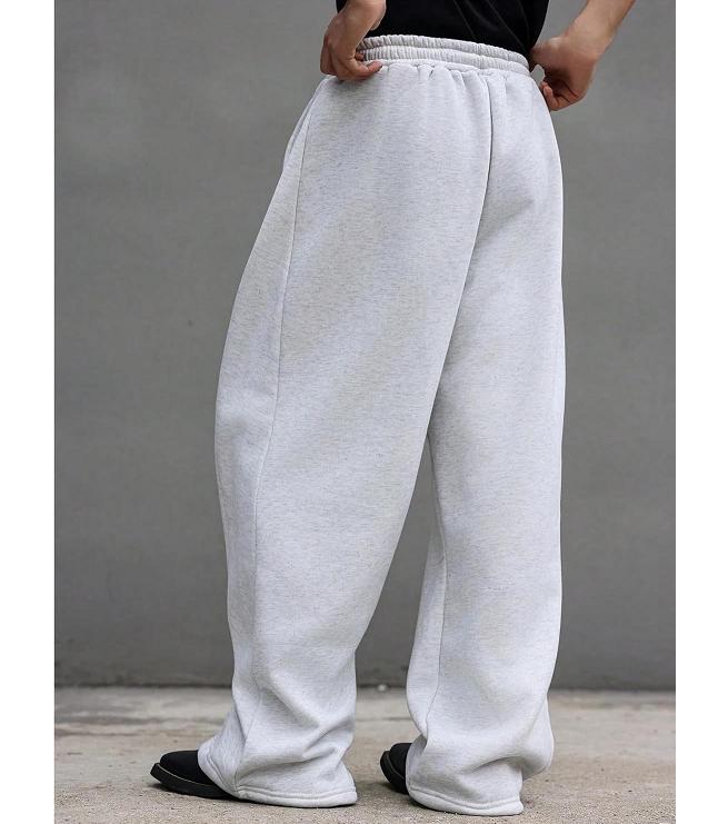 Drawstring Waist Winter Warm Straight Wide Leg Baggy Pants Workout Athletic Sweatpants with Pocket