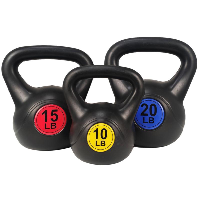 BalanceFrom Wide Grip Kettlebell Exercise Fitness Weight Set, 3-Pieces: 10lb, 15lb and 20lb Kettlebells