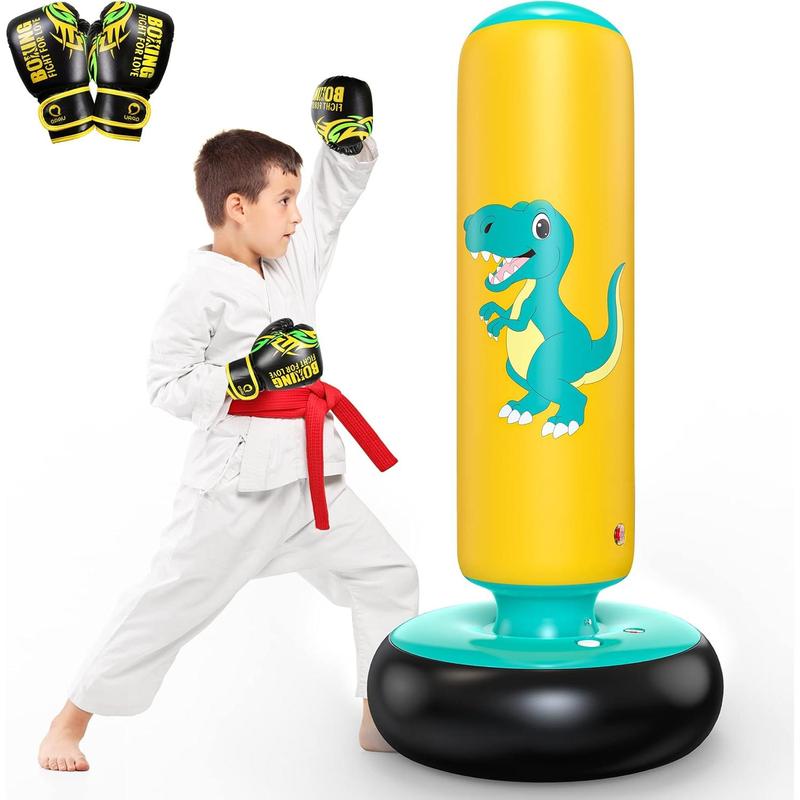 Inflatable Punching Bag, 48 Inch  Inflatable Boxing Bag for 3-6 ,Dinosaur  & Gifts for Boys and Girls,  Boxing Set for Practicing Karate, Taekwondo