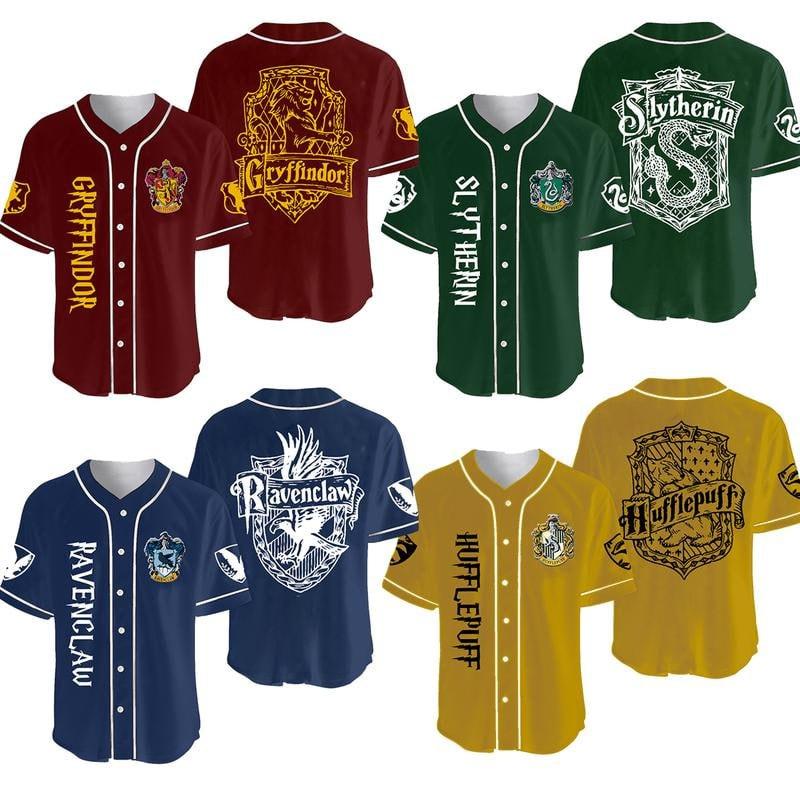 Wizard House Jersey Baseball Shirt, HP's Baseball Jersey Shirts, Witch Houses Jersey Baseball Shirt, Baseball Jersey Collection Collection Button Down Baseball Jersey