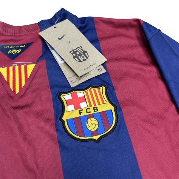 NIKE 1415 Season Barcelona Home Champions League Final Short Sleeve Top Lionel Messi No.10 Retro Soccer Jerseys Quick Drying