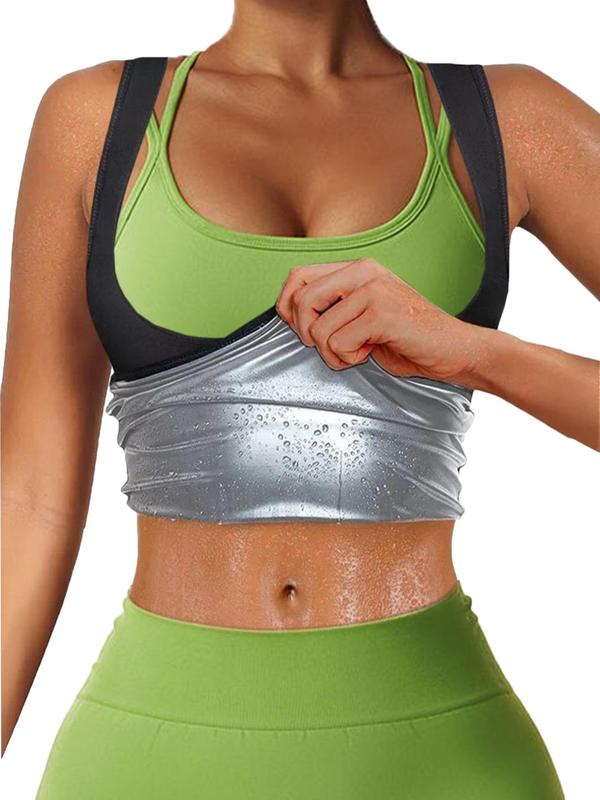 Women's Plain Sports Sauna Tank Top, Sleeveless Sweat Shirt, Compression Shirts Women, Fall Clothes, Lady's Sportswear Workout Tops for Gym Fitness Exercise, Athletic Clothes, Fall Outfits, Fallfreshness