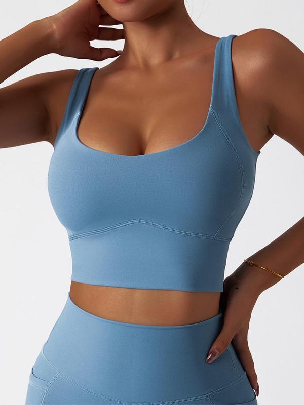 Sporty Women's Solid Color Sports Bra, Breathable Quick Drying High Stretch Sports Lingerie Top, Ladies Sportswear for Indoor Outdoor Wear