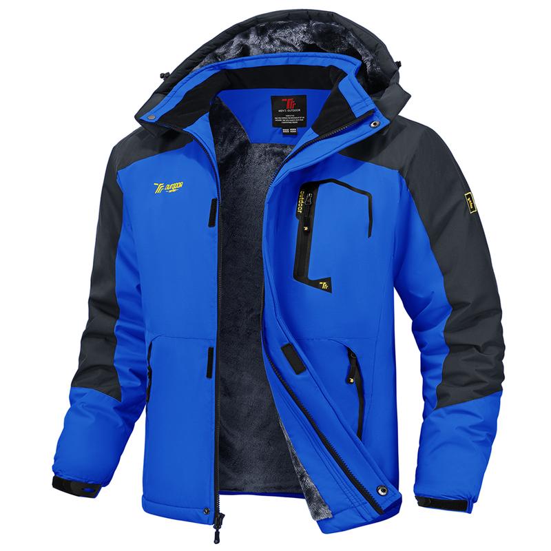 GOPUNE Men's Ski Snow Jacket Waterproof Insulated Fleece Outdoor Mountain Hooded Winter Coat