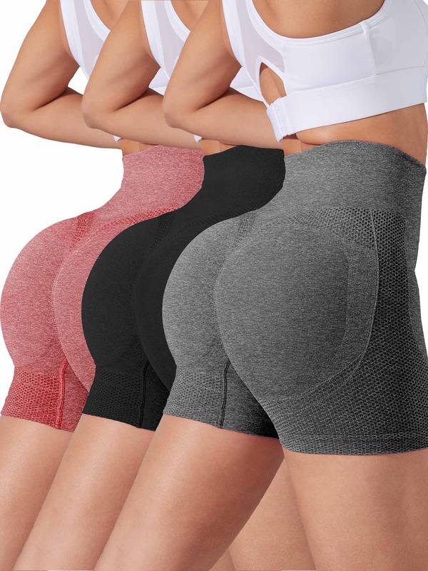 Women's Solid High Waist Sports Shorts, High Stretch Seamless Yoga Shorts, Gym Shorts, Workout Shorts, Ladies Sportswear for Indoor Outdoor Wear, Workout Outfits