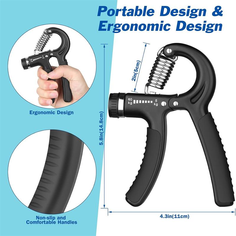 Hand Grip Strengthener, Adjustable Grip Strength Trainer with 4 Exercise Tools - Set of 5,Forearm Strengthener Wrist Strengthener- Portable Home Gym Hand Strength Training Tool