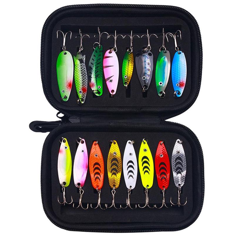 Mixed Color & Size Baitcasting Fishing Lures With Hooks, 16pcs set Fishing Lures With Hooks, Fishing Accessories For Outdoor Fishing