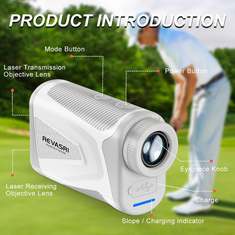 REVASRI Golf Rangefinder with Slope, Crystal Display, Flag Lock Vibration, Rechargeable Range Finders with Magnet Stripe