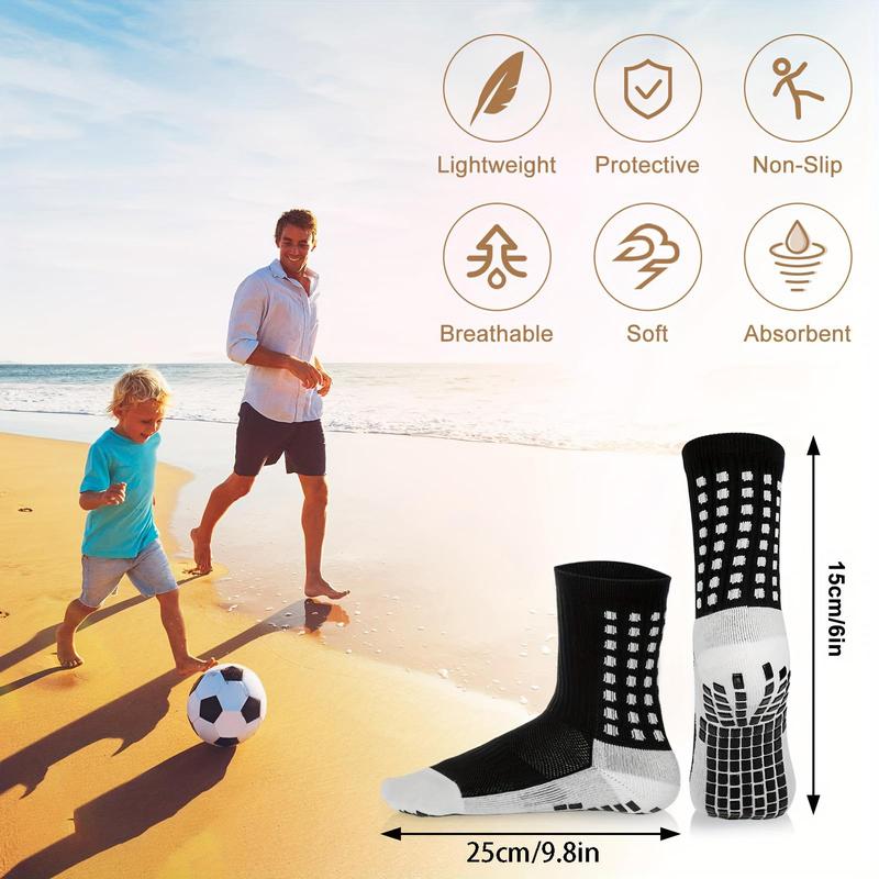 Non-slip Grip Socks, 4 Pairs Soft Breathable Sports Socks, Soccer Socks for Men, Ankle Socks, Grip Pads for Football Basketball Sports Grip Socks, Football Equipment, Boyfriend Gift, Summer Gift, Football Accessories,  Football Equipment