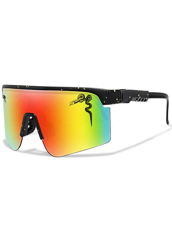 Unisex Ombre Snake Pattern Large Frame Sports Sunglasses, Trendy Fashionable Outdoor Sunglasses for Cycling, Running, Hiking, Driving, Fishing, Beach Party, Sun Protect Sports Eyewear