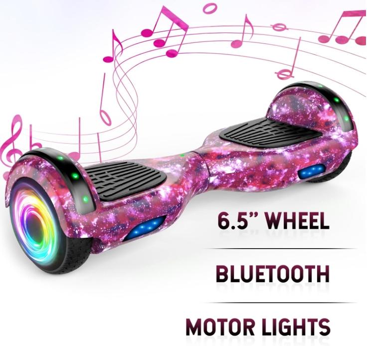 SISIGAD Hoverboard with Seat Attachment, 6.5'' Self Balancing Hoverboards Go Kart with Bluetooth and LED Lights, Star Purple Scooter with Seat Attachment Combo